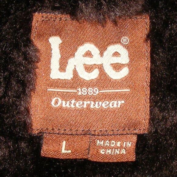 Vintage LEE Hooded Denim Coat, YL, Blue, Brown Fuzzy lining, Zipper, Pockets - Picture 12 of 15